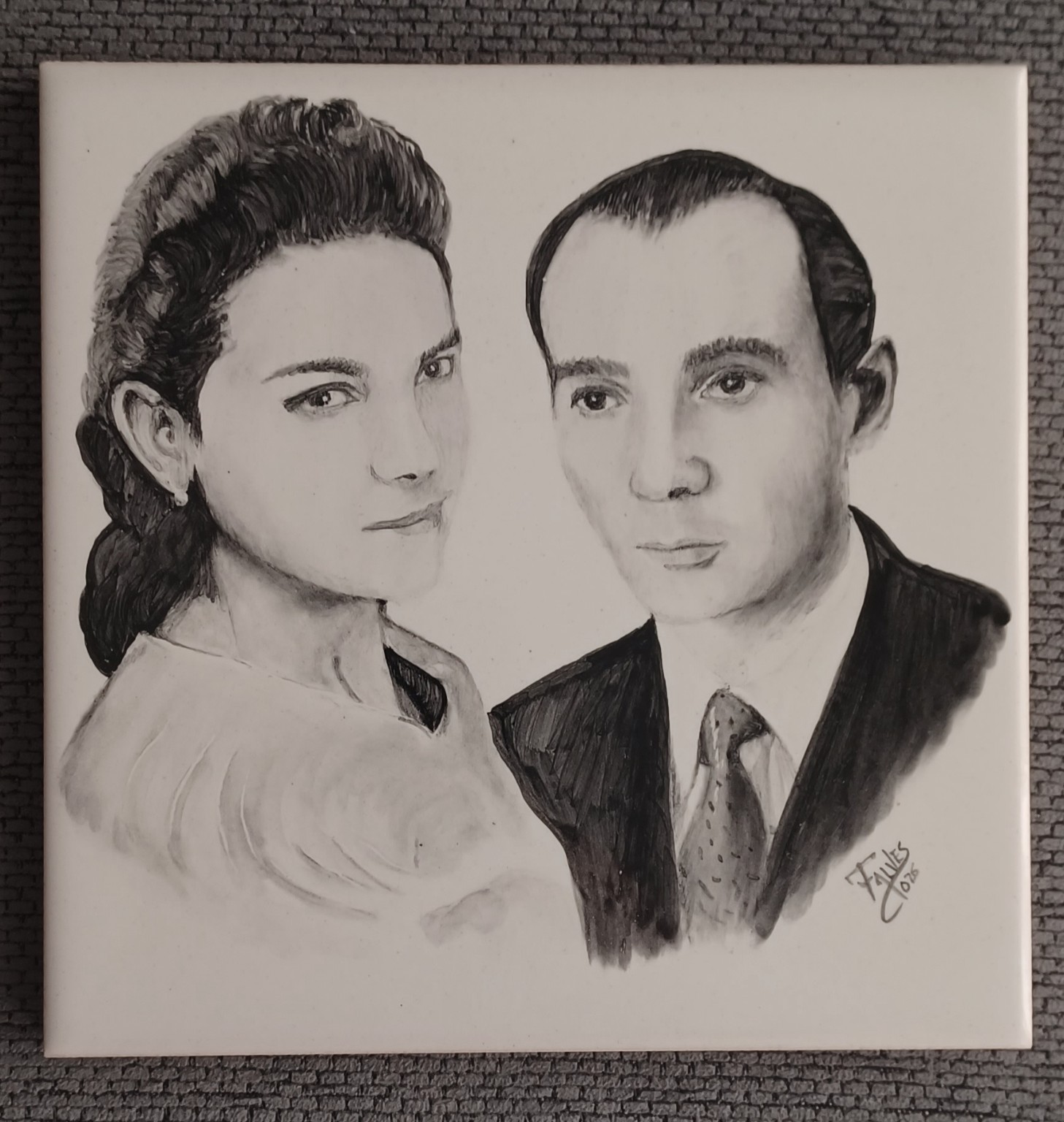 Retrato em azulejo — pessoas